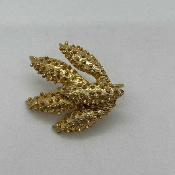 Vintage Sarah Coventry Brooch & Clip-On Earrings Set  Gold-Tone Wind Flower - Picture 4 of 16